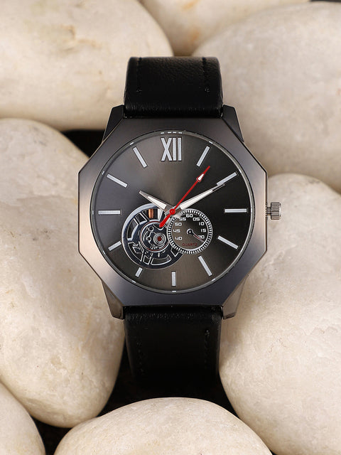 The Formula Leather Round Watch - Onyx Black