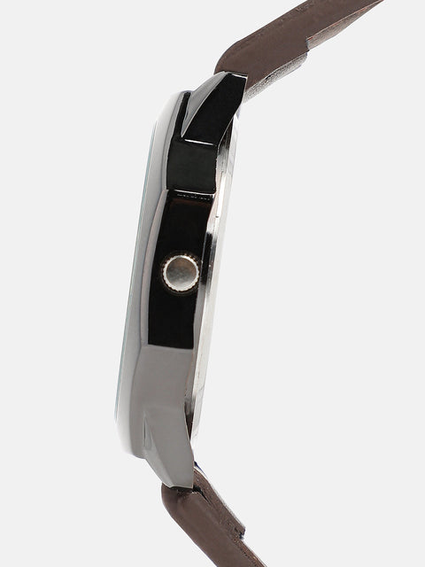 The Formula Leather Round Watch - Chocolate Brown