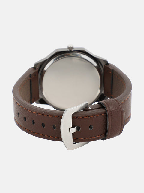 The Formula Leather Round Watch - Chocolate Brown