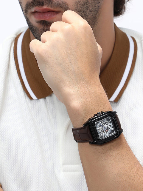 The Nocturne Square Watch - Chocolate Brown
