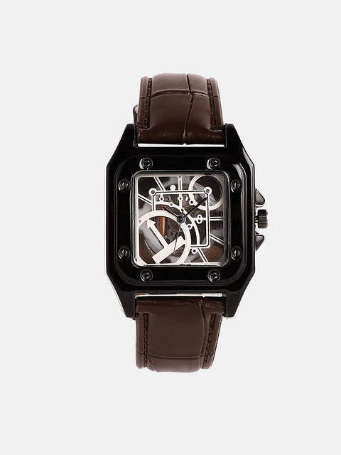 The Nocturne Square Watch - Chocolate Brown