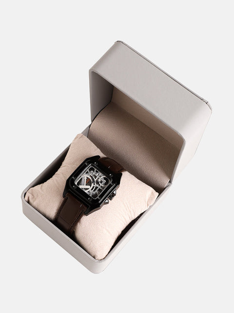 The Nocturne Square Watch - Chocolate Brown