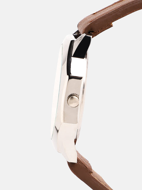 The Formula Leather Round Watch - Metallic Silver