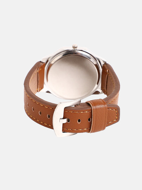 The Formula Leather Round Watch - Metallic Silver