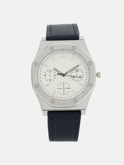 The Torque Compass Round Watch - Indigo Blue