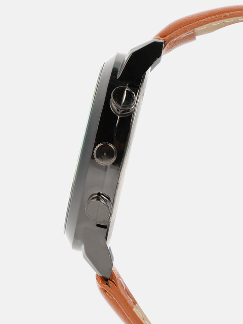 The Aventra Round Watch - Tan Brown