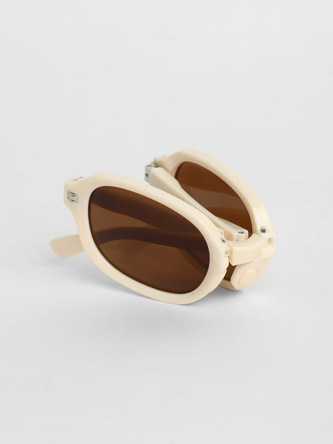 Men Foldable Rectangular Sunglasses - White