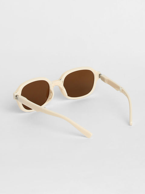 Men Foldable Rectangular Sunglasses - White