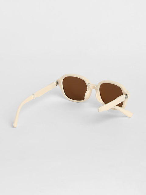 Men Foldable Rectangular Sunglasses - White