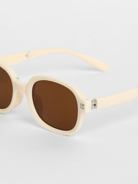 Men Foldable Rectangular Sunglasses - White