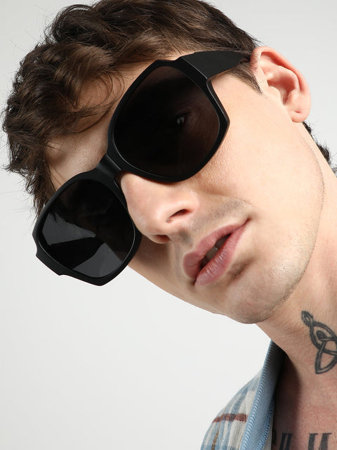 Men Foldable Oversized Sunglasses - Black