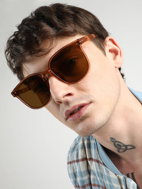 Men Foldable Wayfarer Sunglasses - Brown