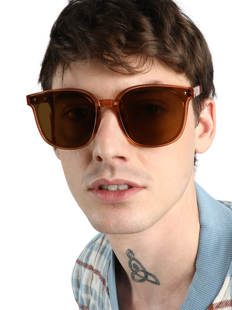 Men Foldable Wayfarer Sunglasses - Brown