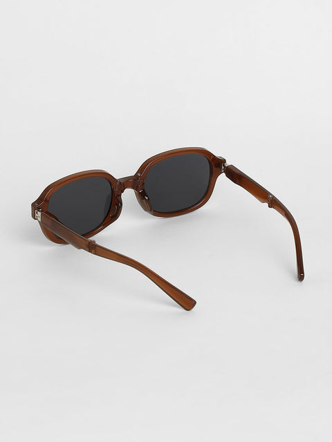 Men Foldable Rectangular Sunglasses - Brown