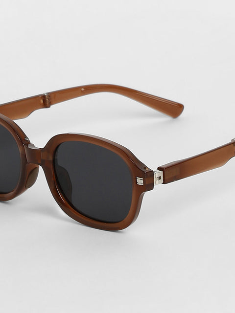 Men Foldable Rectangular Sunglasses - Brown