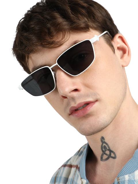 Men Full Rim Shield Sunglasses - White