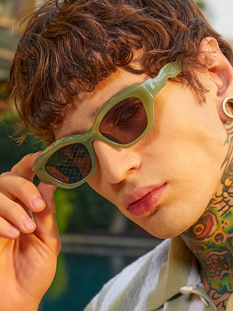 The Swirly Cateye Sunglass Olive Green