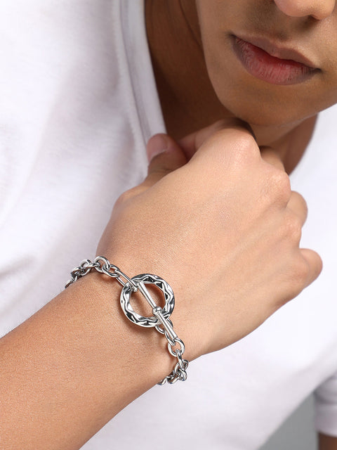 The Sol Halo Link Bracelet Metallic Silver