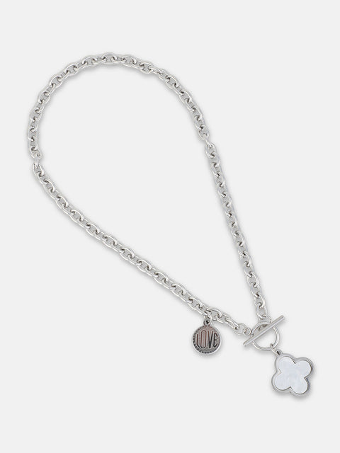 The Clover Chain Necklace - Metallic Silver