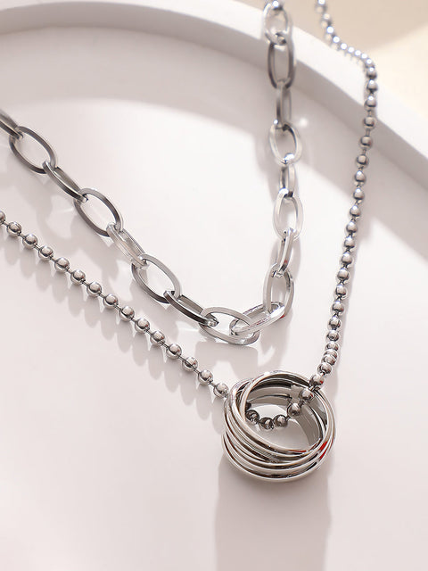 The Vortex Multi-Layer Necklace - Metallic Silver
