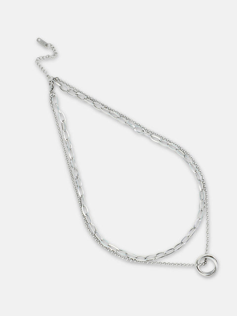 The Vortex Multi-Layer Necklace - Metallic Silver