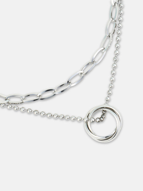 The Vortex Multi-Layer Necklace - Metallic Silver