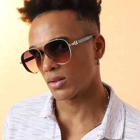 Gradient Aviator Sunglasses - Gold & Black