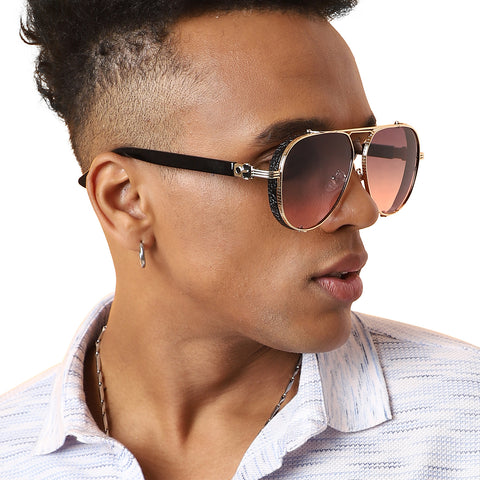 Gradient Aviator Sunglasses - Gold & Black