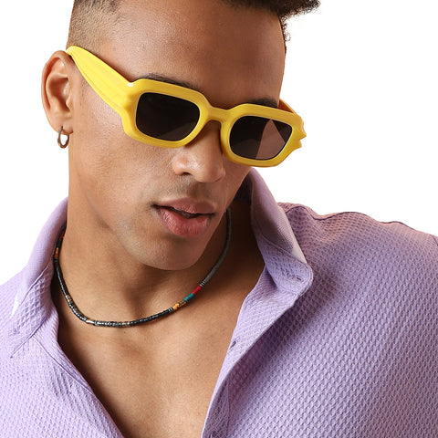 Solid Rectangular Sunglasses - Yellow