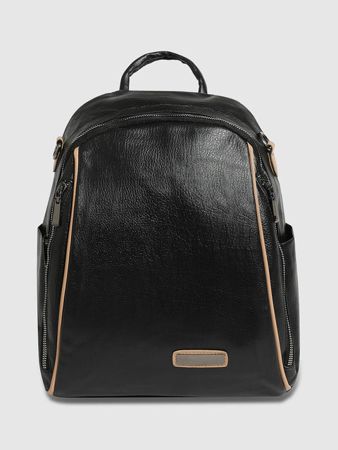 Contrast Piping Backpack - Midnight Black