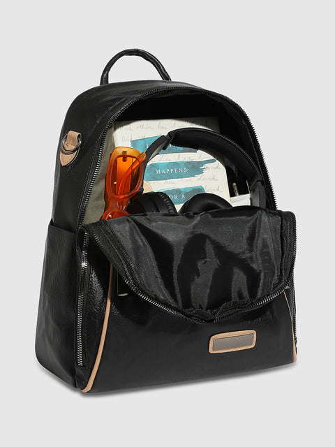 Contrast Piping Backpack - Midnight Black