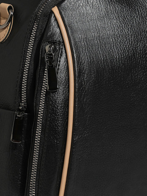 Contrast Piping Backpack - Midnight Black
