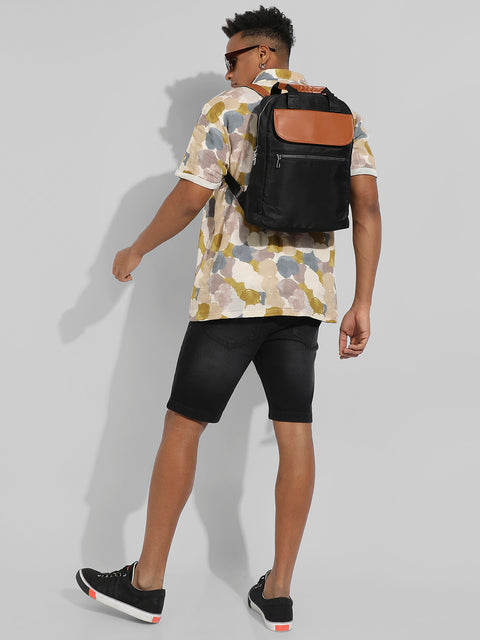 The Contrast Flap Backpack - Jet Black