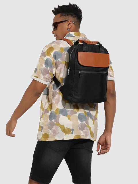 The Contrast Flap Backpack - Jet Black