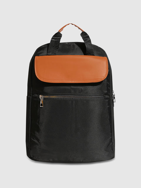 The Contrast Flap Backpack - Jet Black