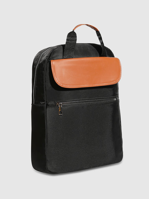 The Contrast Flap Backpack - Jet Black