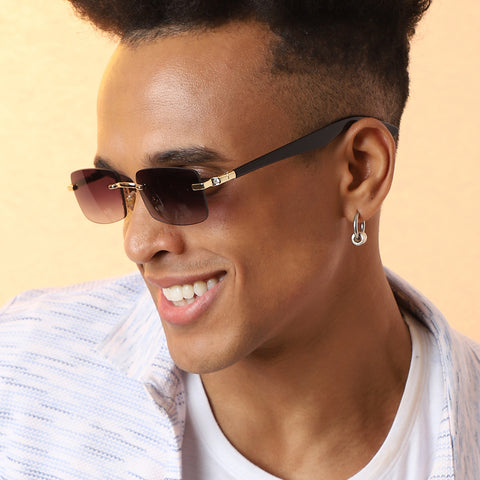 Gradient Rectangular Sunglasses - Black
