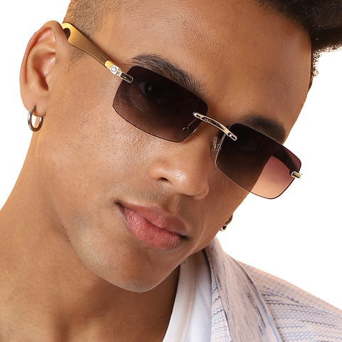 Gradient Rectangular Sunglasses - Black