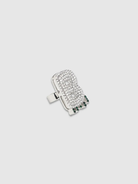 Bling B Alphabet Ring - Silver
