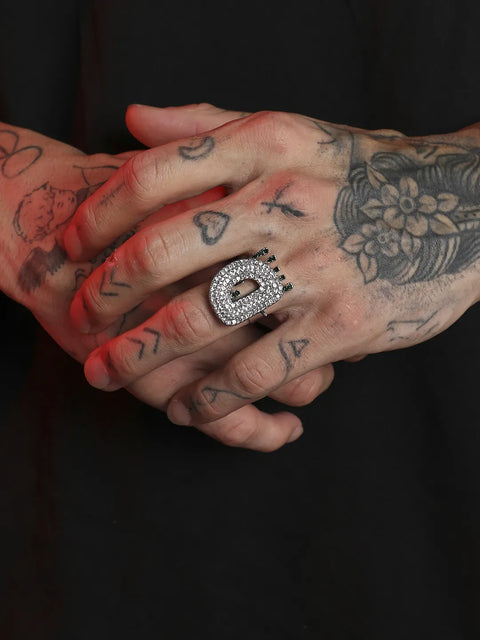 Bling D Alphabet Ring - Silver