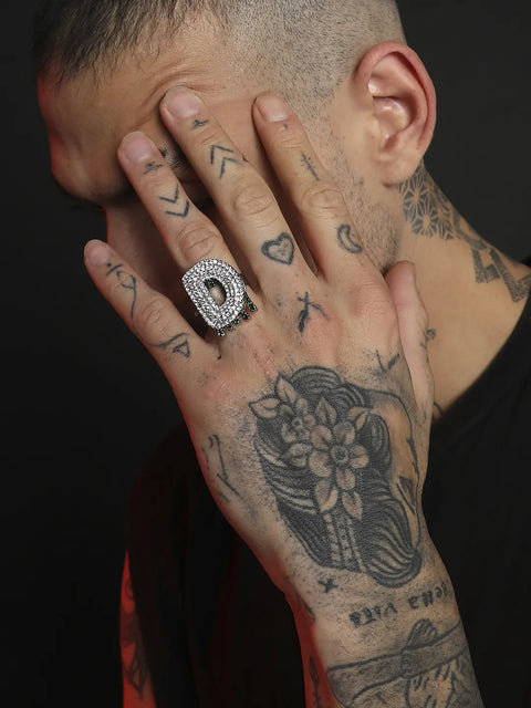 Bling D Alphabet Ring - Silver