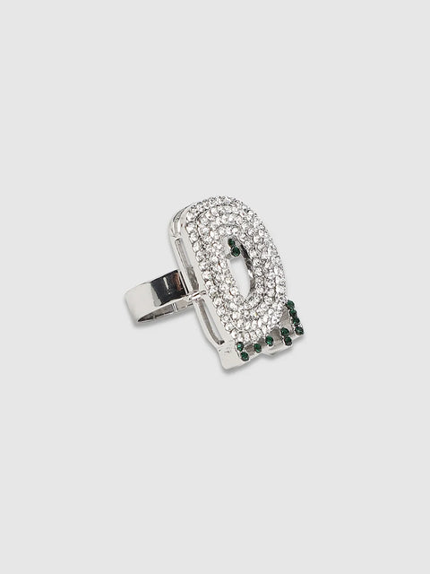 Bling D Alphabet Ring - Silver