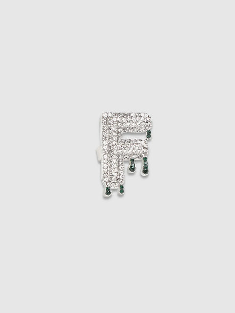 Bling F Alphabet Ring - Silver