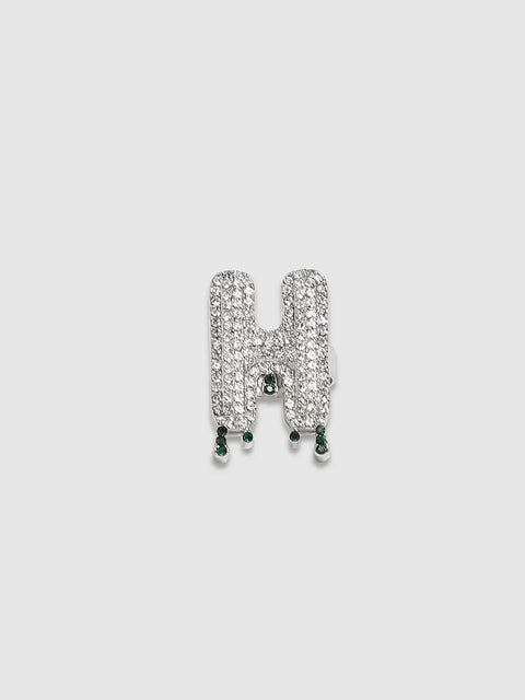 Bling H Alphabet Ring - Silver