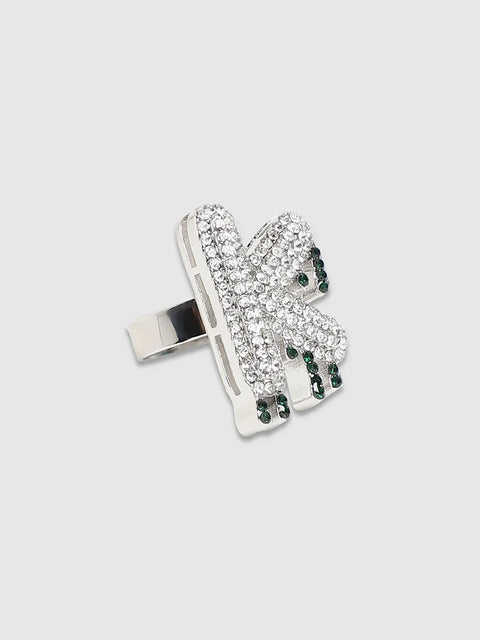 Bling K Alphabet Ring - Silver