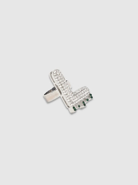 Bling L Alphabet Ring - Silver
