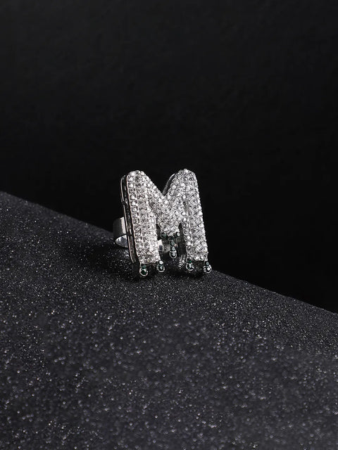 Bling M Alphabet Ring - Silver