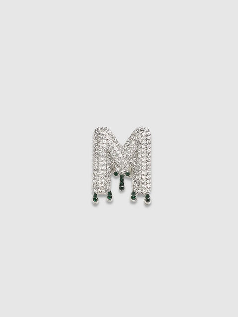 Bling M Alphabet Ring - Silver