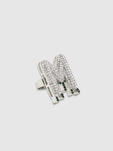 Bling M Alphabet Ring - Silver