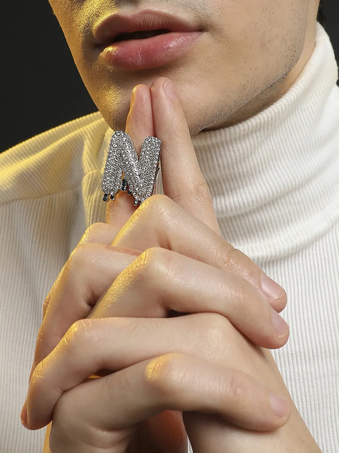 Bling N Alphabet Ring - Silver